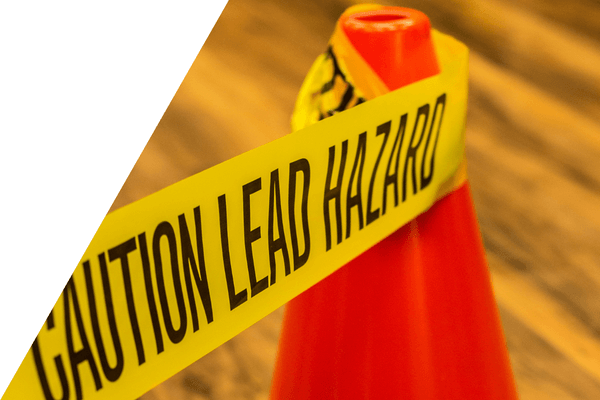 Lead Hazard police tape and cone
